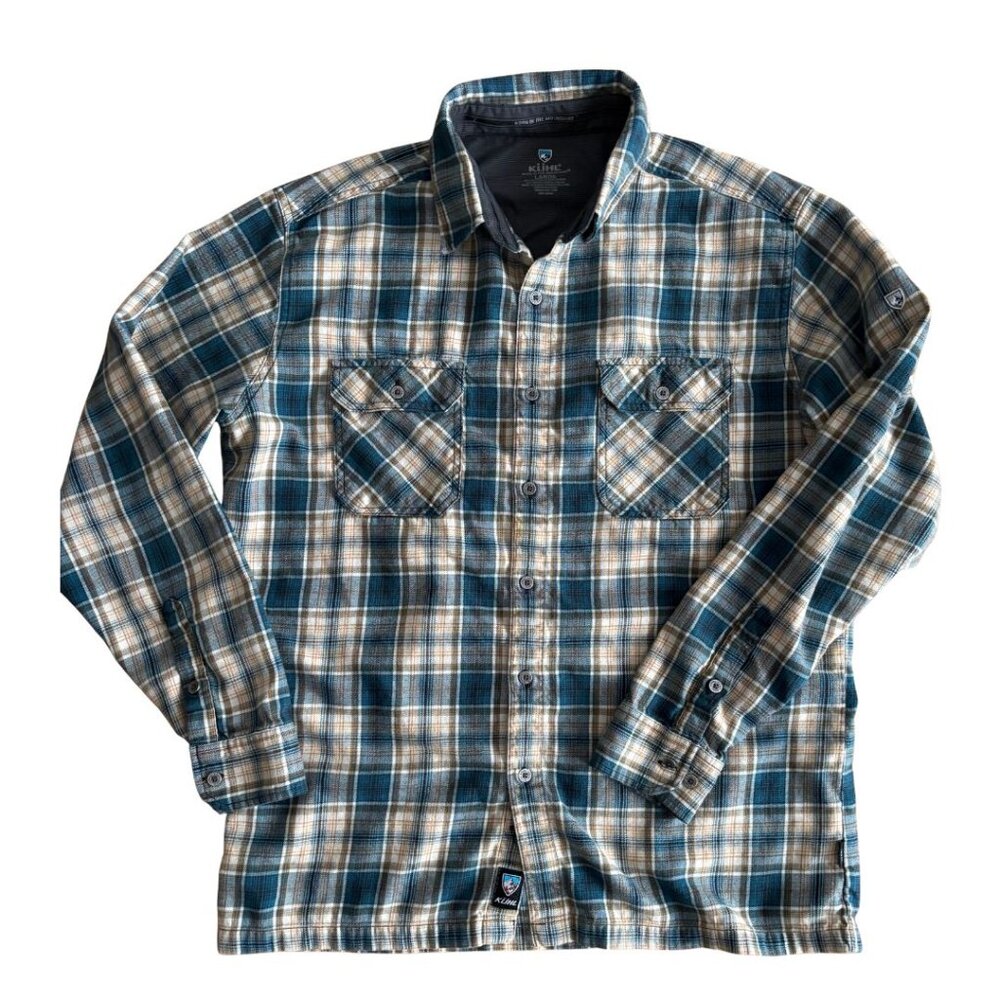 KUHL Men's Flannel Shirt, Size L, Plaid, Outdoor, Hiking, Nature, Mountains